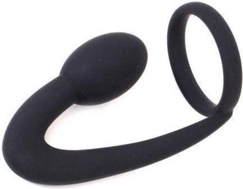 Kiotos siliconen cockring met buttplug zwart
