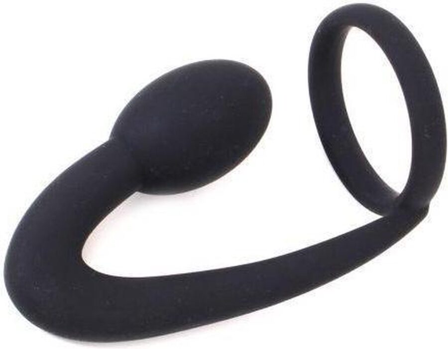 Kiotos siliconen cockring met buttplug zwart