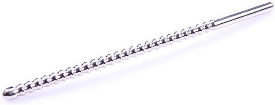Kiotos geribbelde penis stick dilator RVS 8 mm