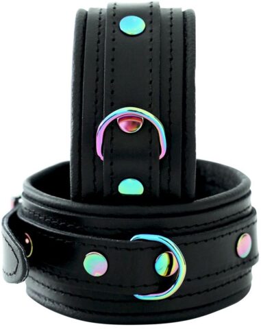 Kiotos premium leren enkelboeien zwart rainbow