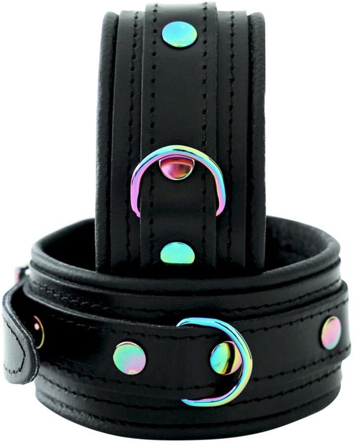 Kiotos premium leren enkelboeien zwart rainbow