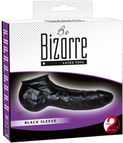 Latex penis- en balsleeve zwart 22 cm