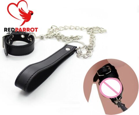 Lederen scrotum bondage crusher met ketting