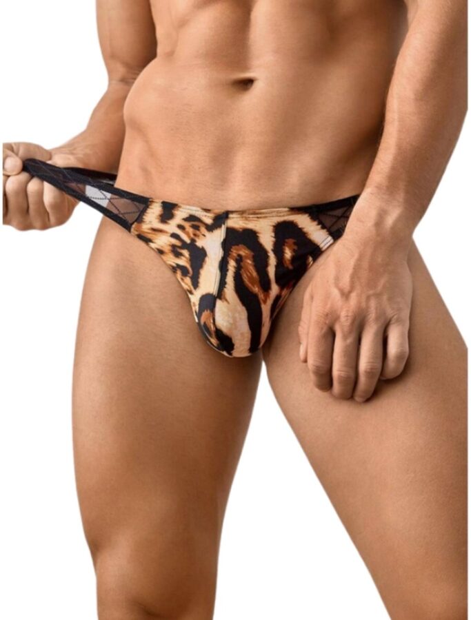 LekkerStout luipaardstring heren met mesh tailleband