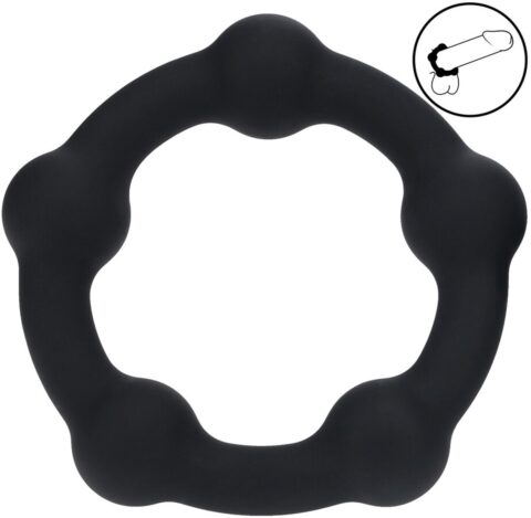 Levelz Beaded siliconen cockring L 45 mm zwart