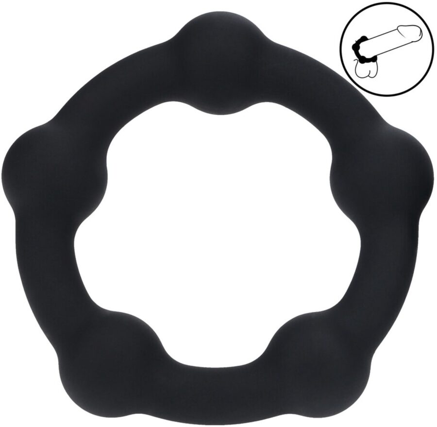 Levelz Beaded siliconen cockring L 45 mm zwart
