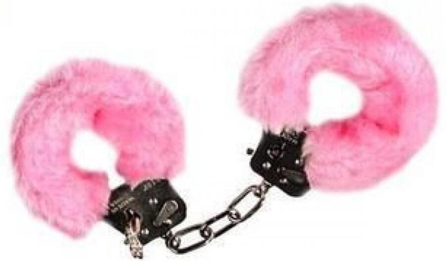 Metalen handboeien met roze imitatiebont