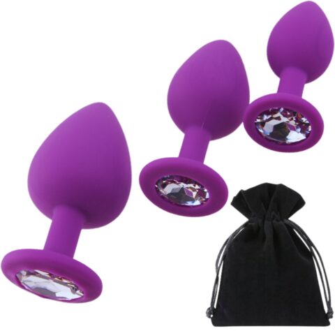 Mona siliconen anaalplug set 3 stuks paars