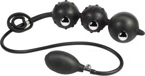 Opblaasbare triple ball buttplug zwart