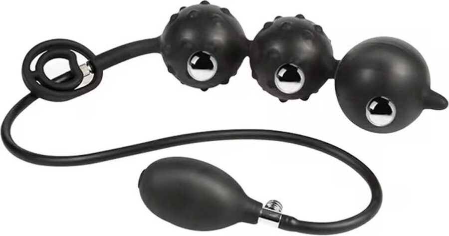 Opblaasbare triple ball buttplug zwart