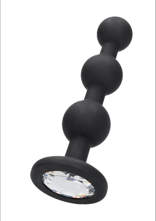 Shots Ouch siliconen beaded diamond buttplug zwart