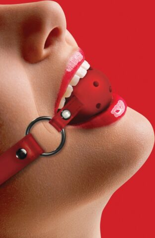 Ouch! breathable ball gag met leren band, rood