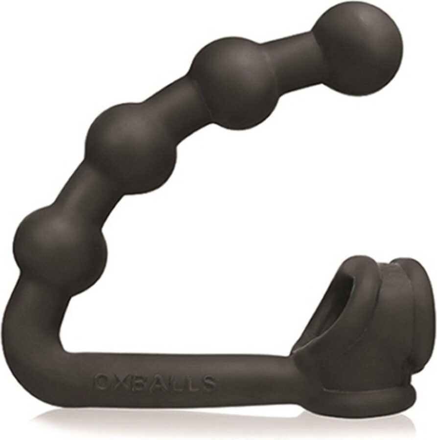 Oxballs Buttballs cocksling met kralenplug zwart