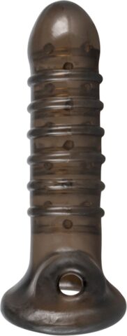 Penis sleeve met ribbels zwart transparant