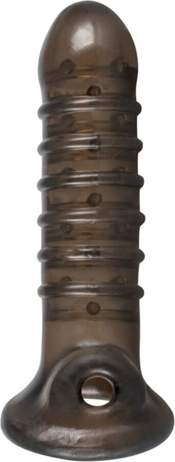 Penis sleeve met ribbels zwart transparant