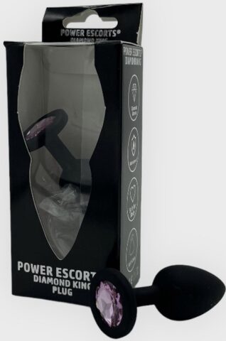 Power Escorts kleine siliconen buttplug zwart met roze steen
