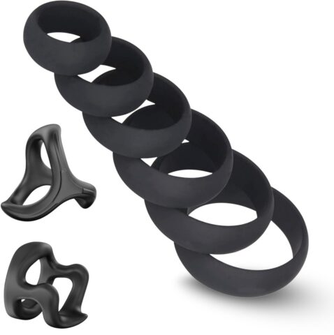 Premium cockring set 8-delig medisch siliconen zwart