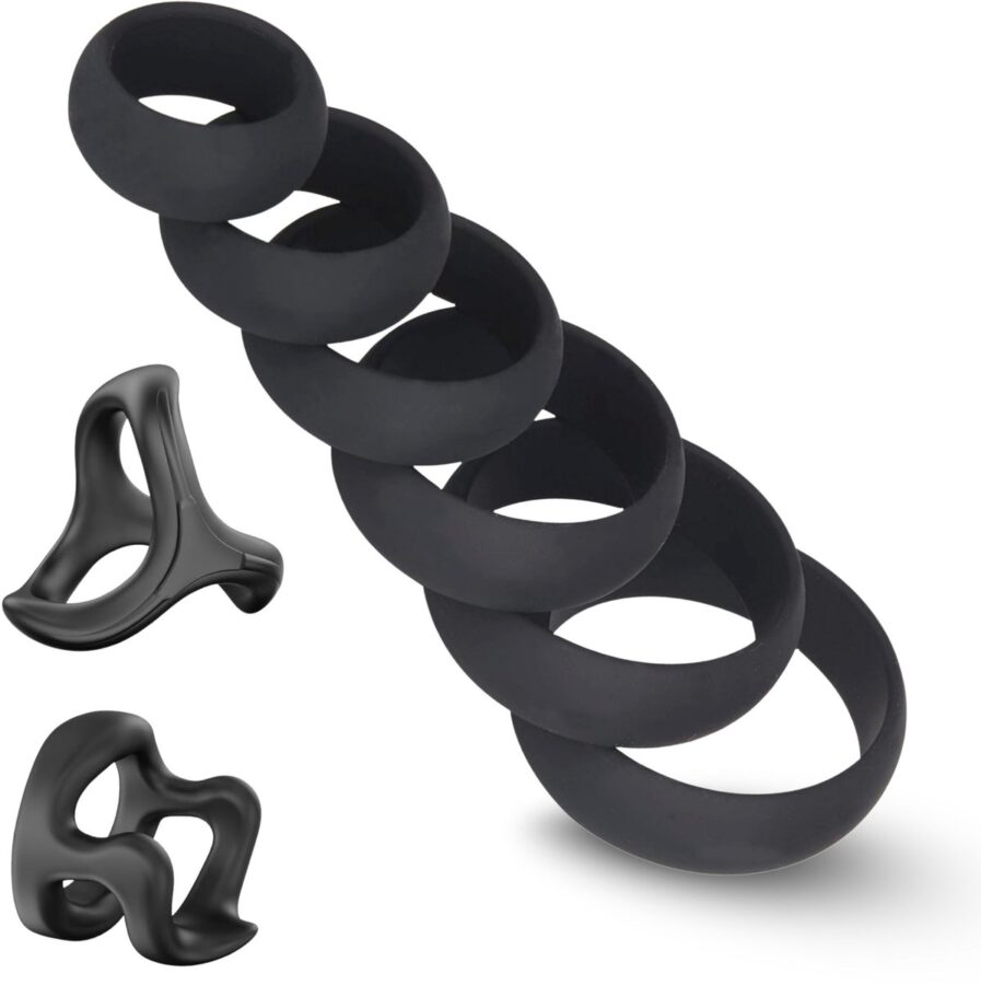 Premium cockring set 8-delig medisch siliconen zwart