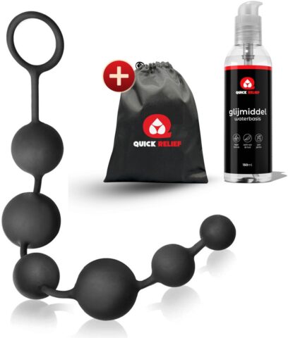 Quick Relief Anal Beads siliconen met glijmiddel 150 ml