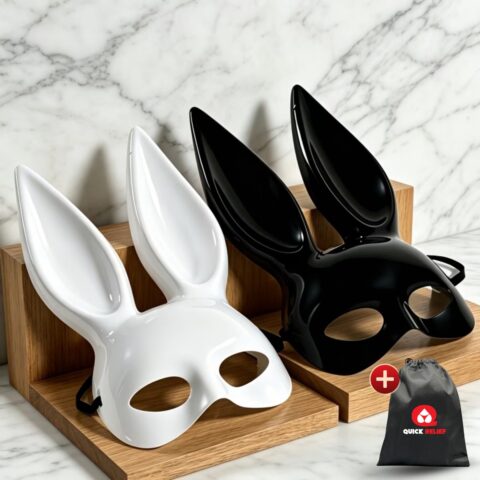Quick Relief Bunny Masks konijnenmaskers zwart en wit 2 stuks