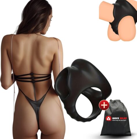 Quick Relief Cockring Essential siliconen met balsplitsing