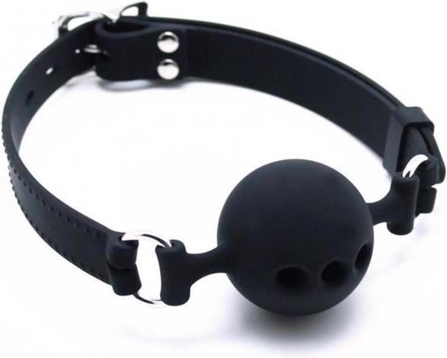 Rimba siliconen ball gag met metalen gesp en ademgaten