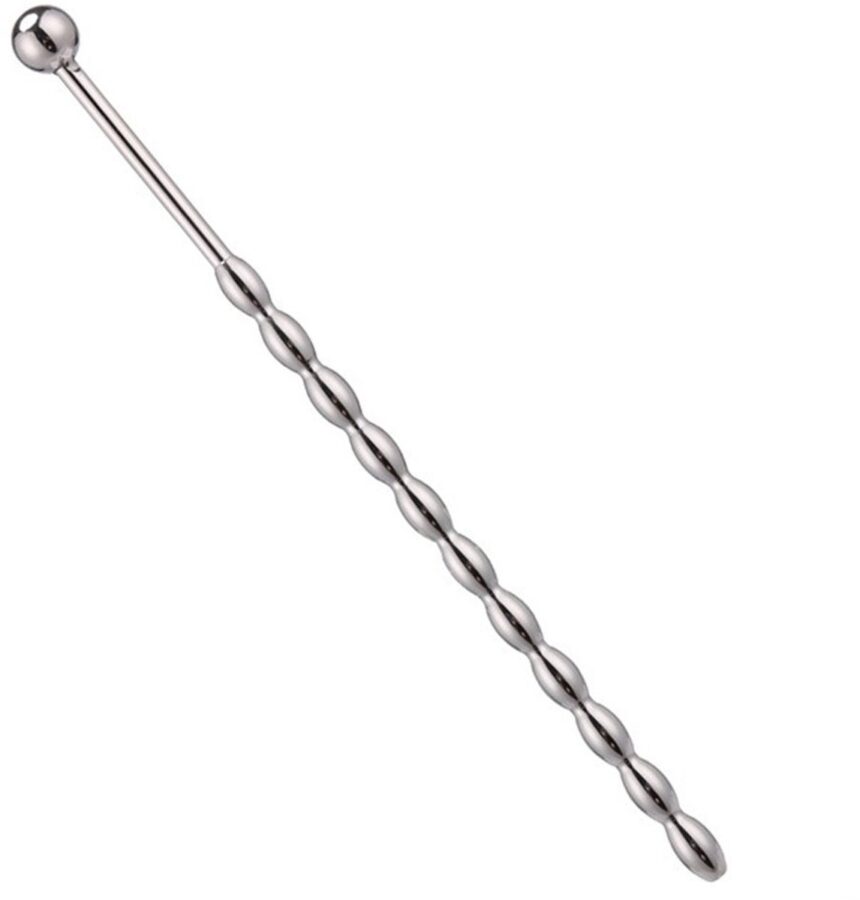 RVS penisplug dilator 15,5 cm met 11 bobbels