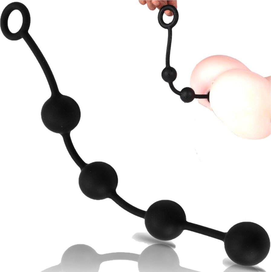 Siliconen anaalkralen XL 32 cm met trekring (A102S)