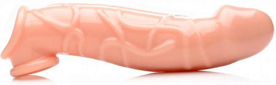 Size Matters gebogen penis extender sleeve beige