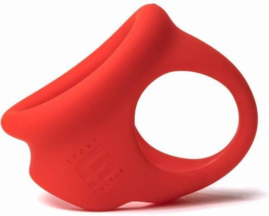 Sport Fucker Cock Chute cockring met ballenspreider rood