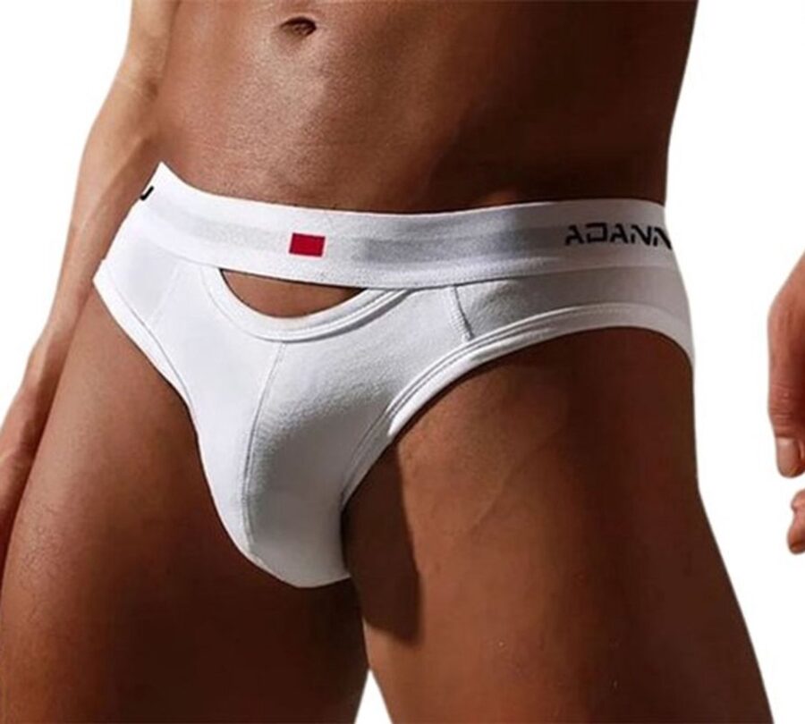 Strakke heren slip met opening en stringachterkant wit