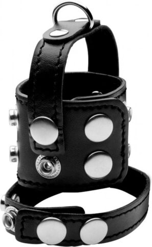 Strict cock strap en ballstretcher met D-ring