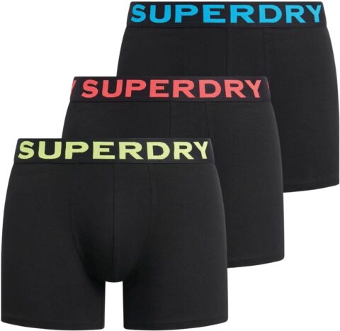 Superdry boxer trunks 3-pack heren Raven Black Marl
