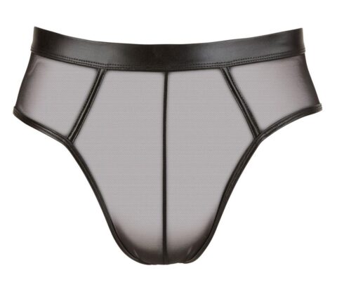 Svenjoyment wetlook slip met open achterkant zwart