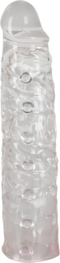 Transparante verlengende penis sleeve met noppen