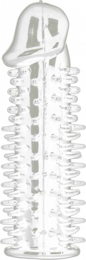 Transparante verlengende penis sleeve met noppen