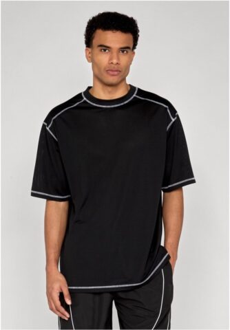 Urban Classics oversized closehole mesh T-shirt zwart