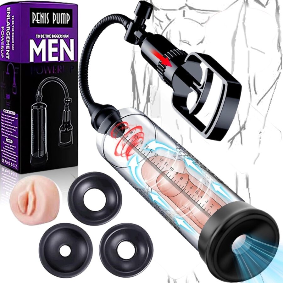 Handmatige vacuümpomp voor de penis met 4 hulzen