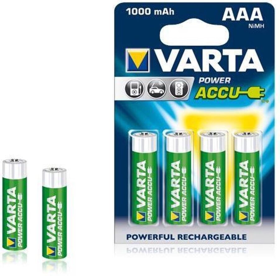 Varta oplaadbare AAA batterijen NiMH 1000 mAh (4 stuks)