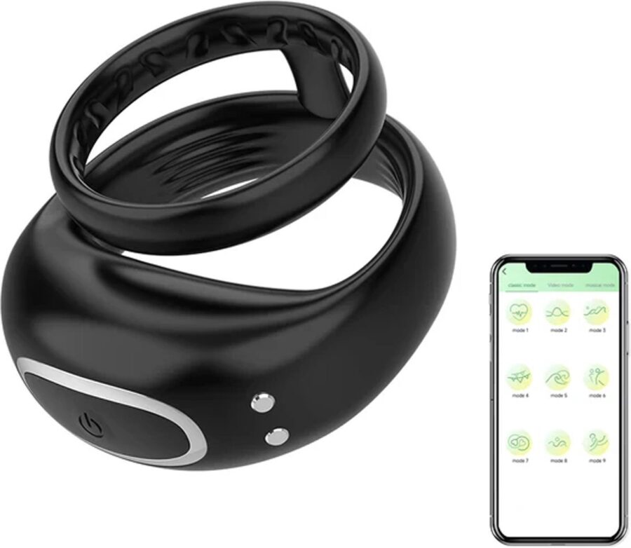 Vibrerende cockring met app-bediening zwart