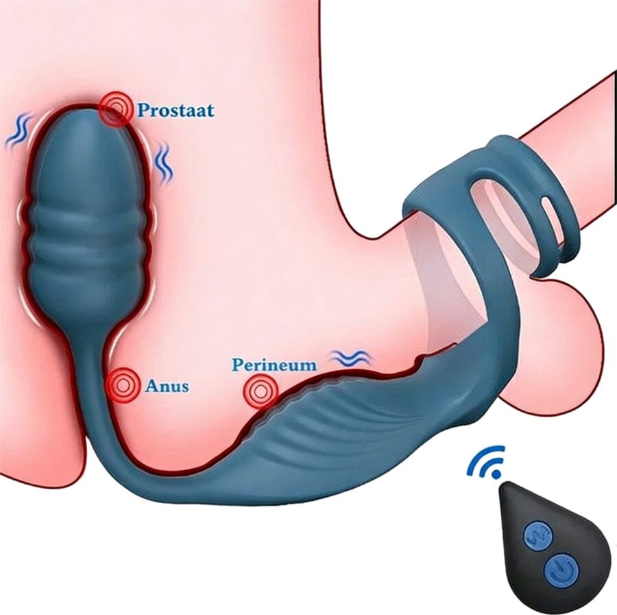 Vibrerende penisring met balzak- en anaalstimulator