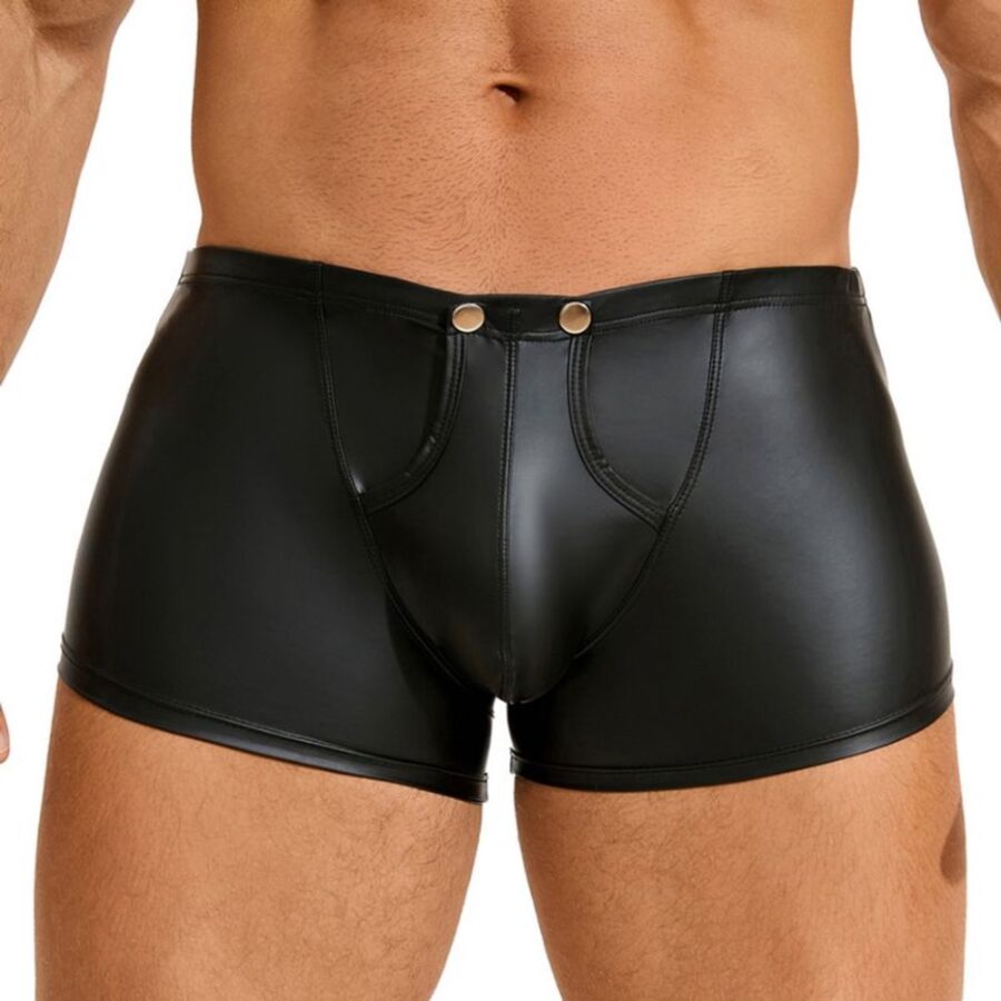 Wetlook boxershort heren met drukknopen en open kruis