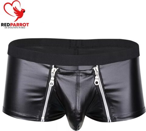 Wetlook herenboxer kruisloos met rits