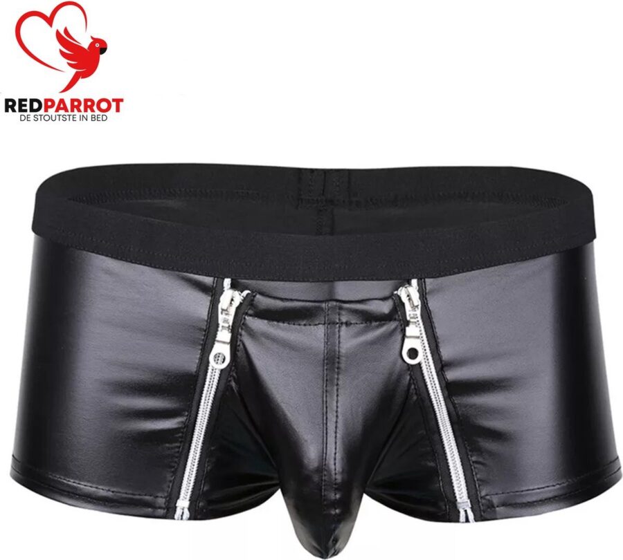 Wetlook herenboxer kruisloos met rits