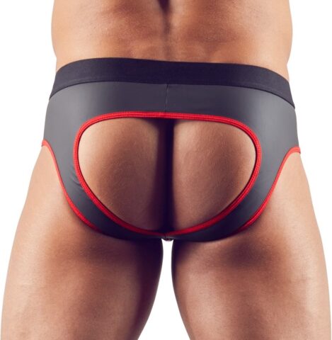 Wetlook slip met open achterkant en rits