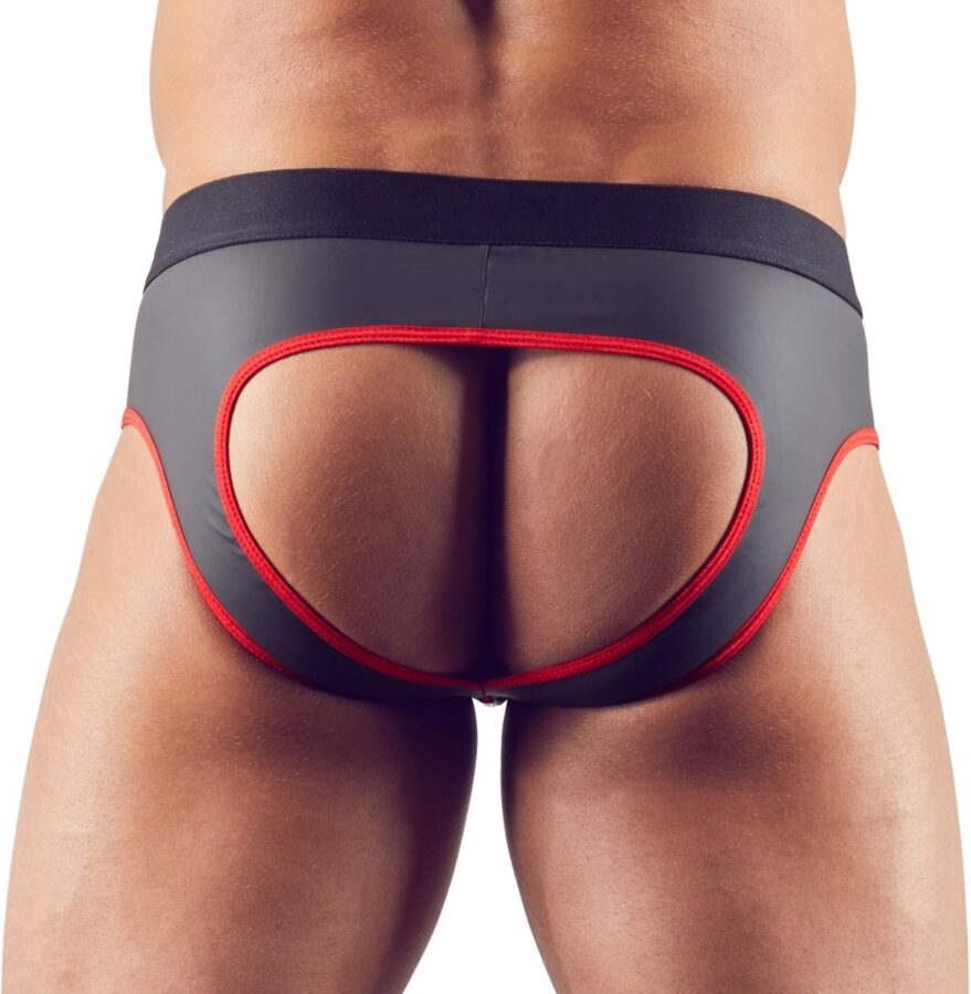 Wetlook slip met open achterkant en rits