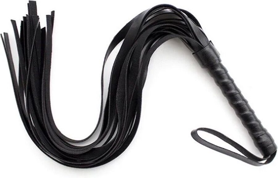 Zwarte BDSM flogger van PU-leer voor beginners