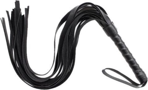 Zwarte flogger van kunstleer 54 cm