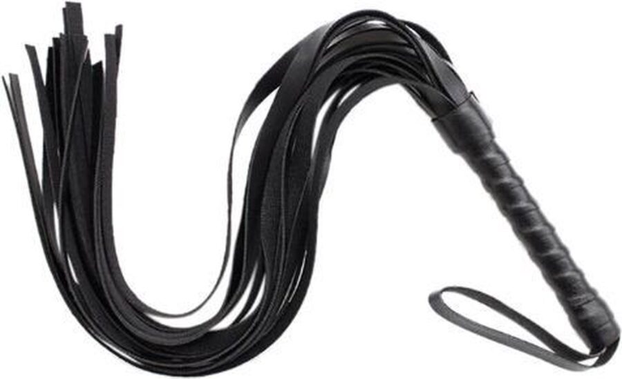Zwarte flogger van kunstleer 54 cm