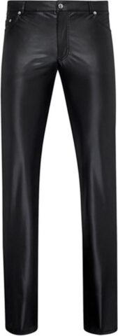 Zwarte wetlook broek heren